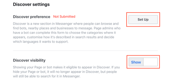 Facebook Messenger Keşfet sekmesine gönderin, 2. adım.