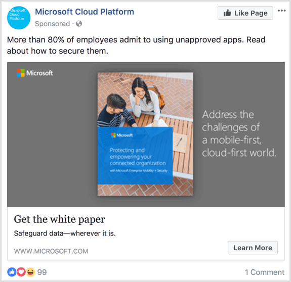 facebook reklamı sıcak kitle örneği