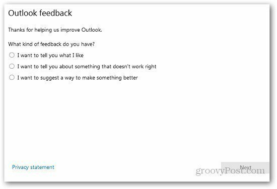 Outlook.com Hakkında Microsoft'a Geri Bildirim Gönderme