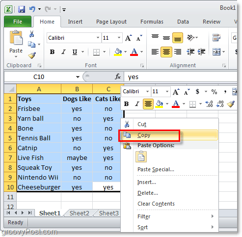 düzen dönüşümü için tüm excel 2010 veri sayfasını kopyala