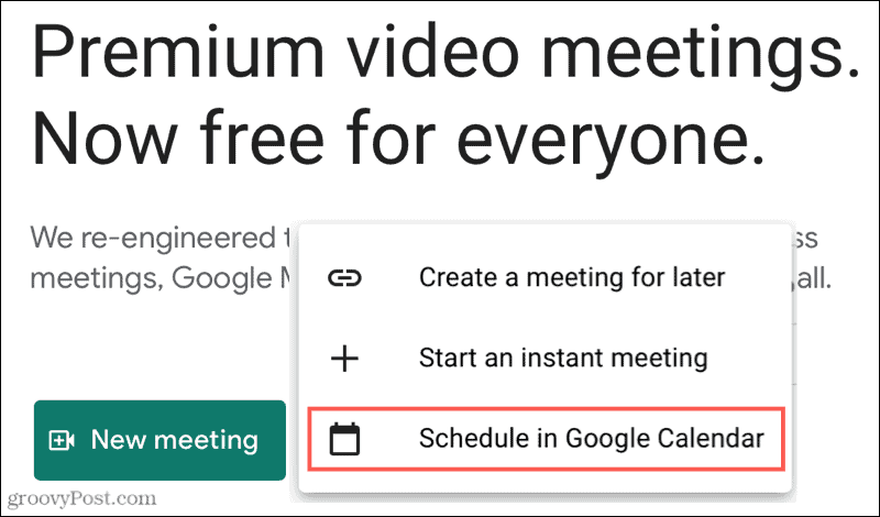 Google Takvim'de Yeni Toplantı, Program