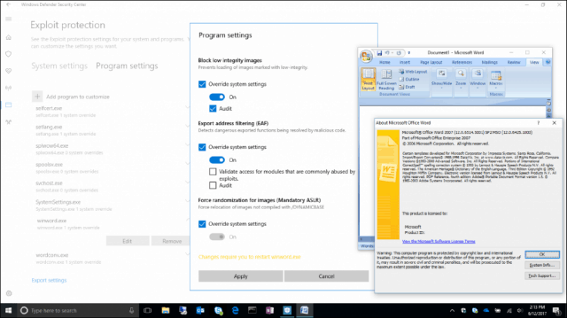 Exploit Koruması Windows 10