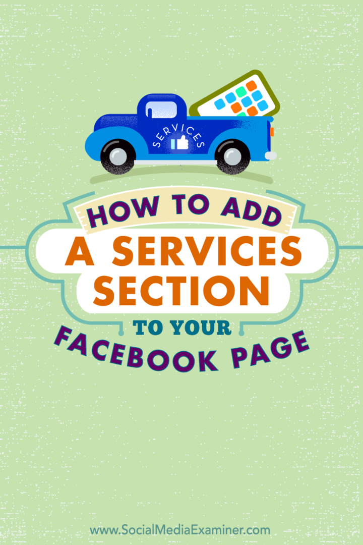 facebook sayfası hizmetleri bölümü ekle