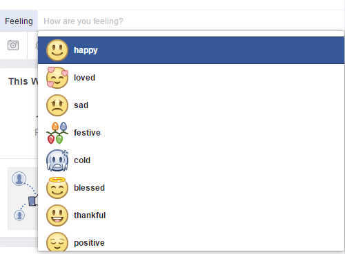 Facebook'ta ifade etmek istediğiniz duyguyu yansıtan bir emoji seçin.