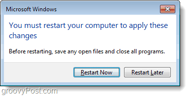 değişiklikleri kaydetmek için bilgisayarı yeniden başlat
