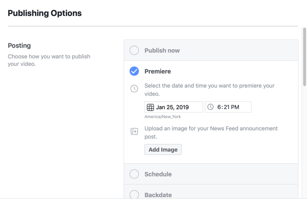 Facebook Premiere nasıl kurulur, 5. adım, yayın planlama ayarları