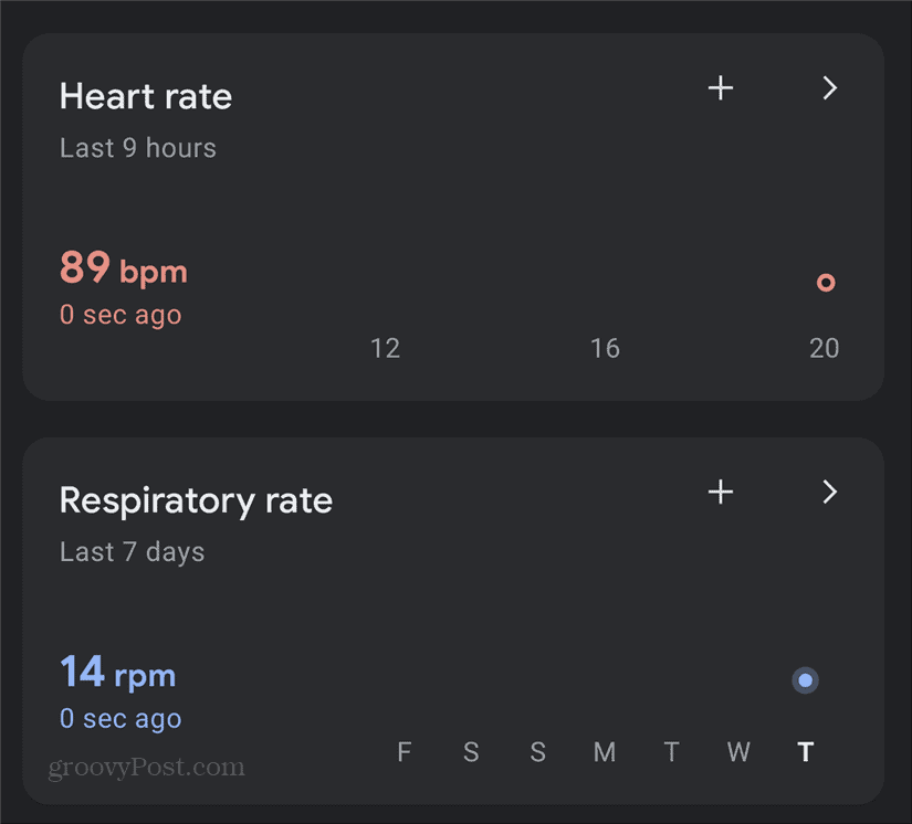 Google Pixel Kalp Solunum Hızı kontrol paneli