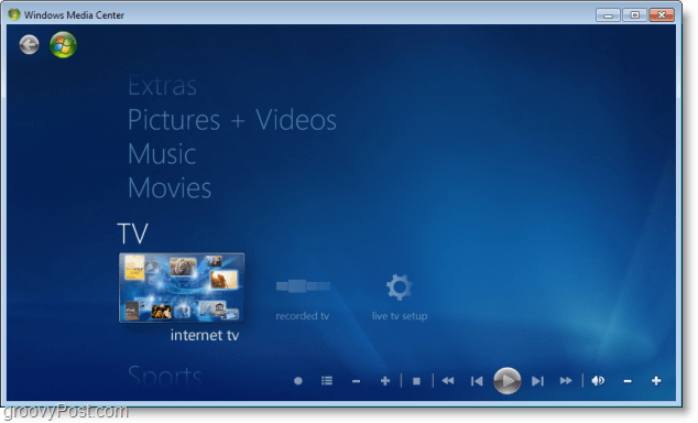 Windows 7 Media Center - internet tv şimdi çalışıyor!