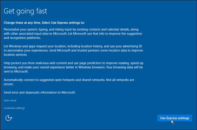 Hızlı Ayarlar Windows 10