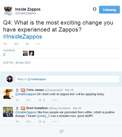 zappos #insidezappos tweet sohbet