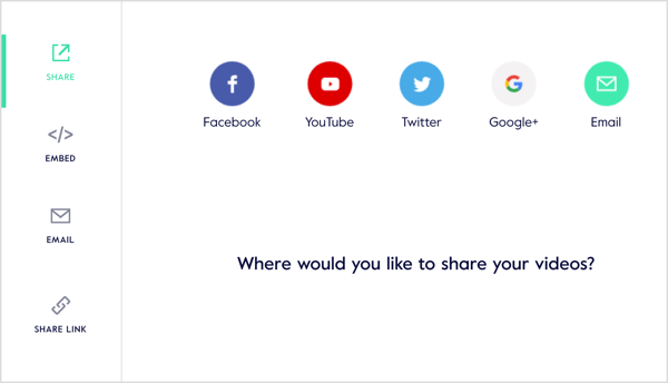 Videonuzu sosyal medyada paylaşın, paylaşılabilir bir bağlantı oluşturun, e-posta ile gönderin veya web sitenize yerleştirin.