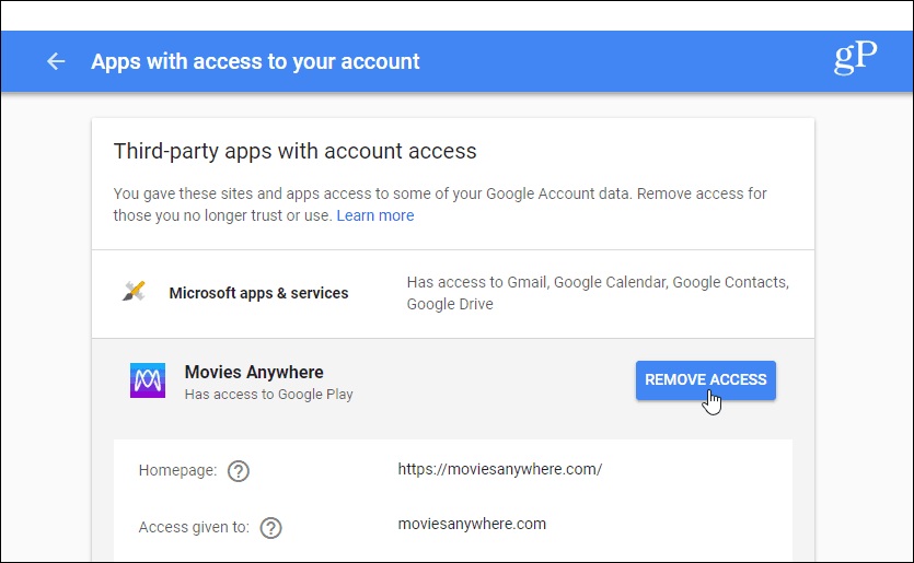 Hesap erişimi Gmail'e sahip üçüncü taraf uygulamalar
