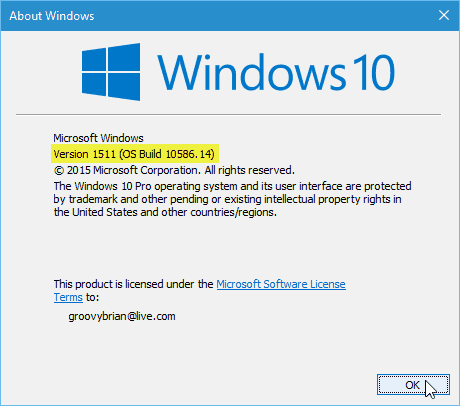 Windows 10 güncelleme sürümü