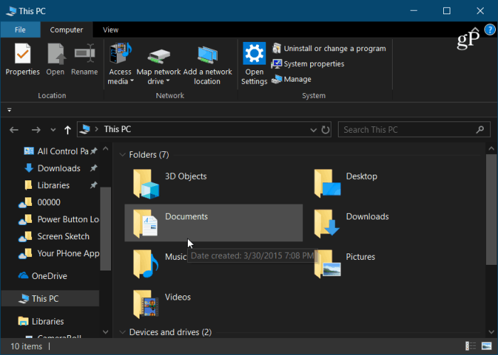 Windows 10 Dosya Gezgini Karanlık Modu