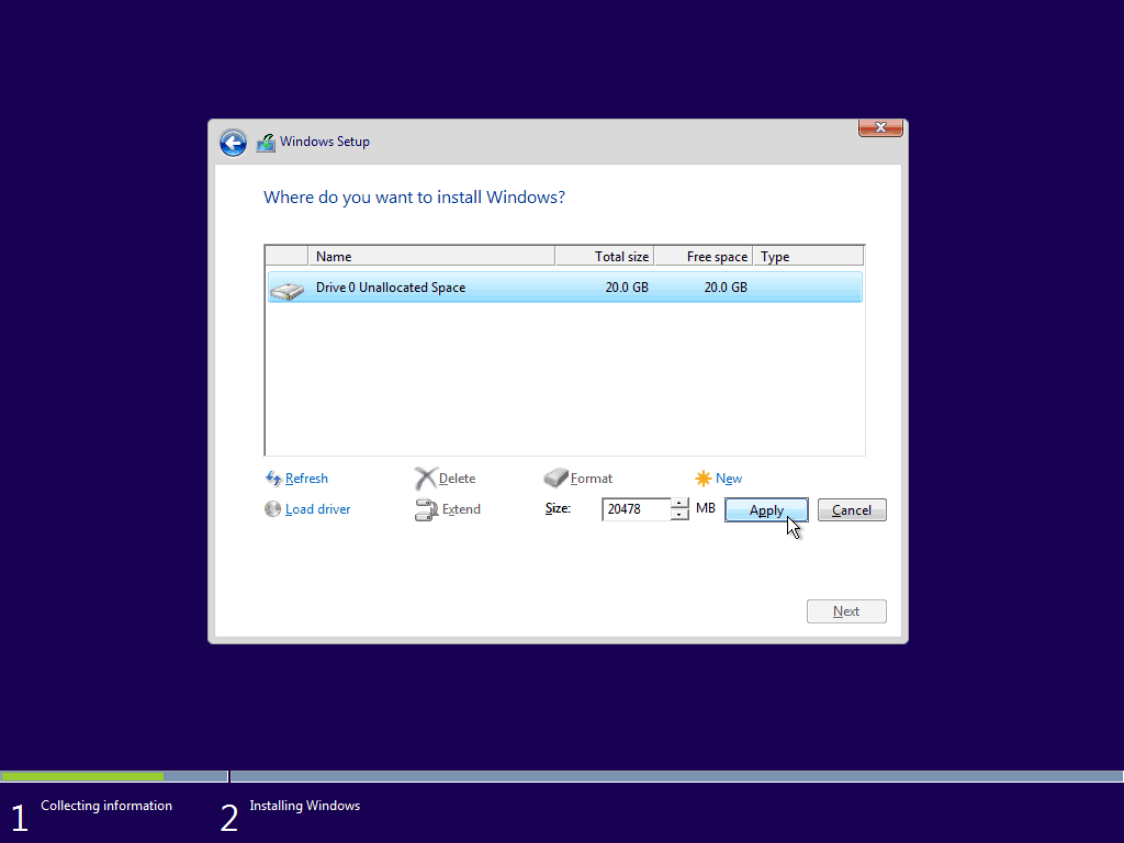 08 Kullanılabilir Maksimum Alanı Kullan Windows 10 Temiz Yükleme