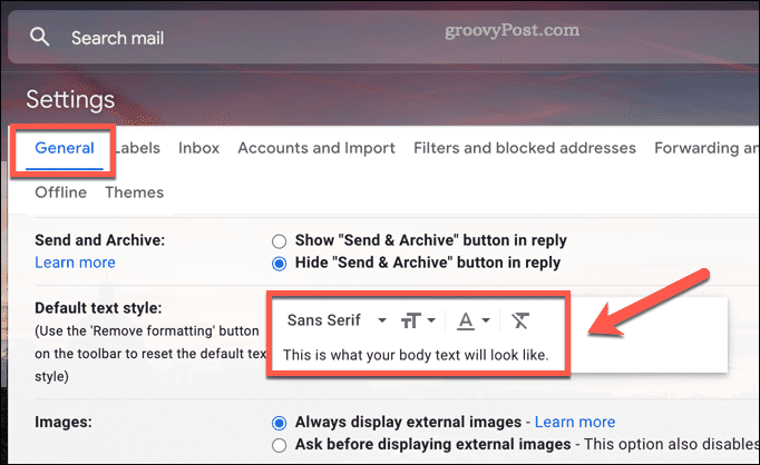 Gmail'de varsayılan yazı tipi stili ayarlarını değiştirme