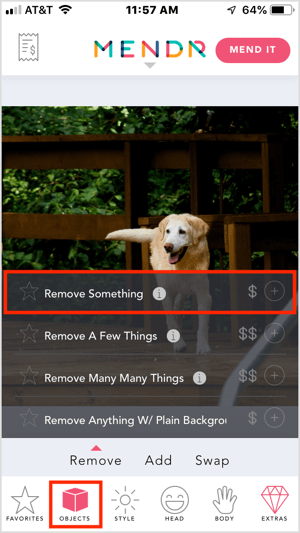 Mendr mobil uygulamasıyla fotoğrafınızdan bir nesneyi kaldırın.