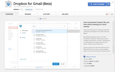 Gmail için dropbox