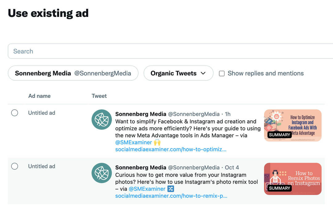 nasıl-ölçeklenir-twitter-reklamları-hedef kitlenizi-genişletin-yaratıcı varlıklarınızı-yenileyin-organik-tweetler-reklam grubuna-örnek-ekleyin-21