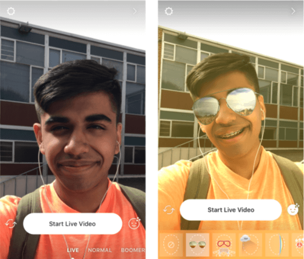 Instagram, canlı videoya yüz filtreleri ekler.