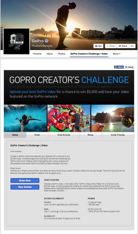 gopro yarışması açılış sayfası