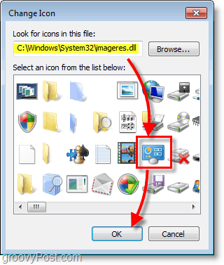 Windows 7 ekran görüntüsü -Windows 7 varsayılan simgelerini bulma