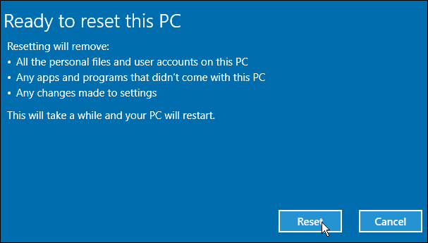 Windows 10 PC'yi Sıfırla