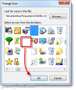 Windows 7 için şeffaf kısayol simgesini seçin