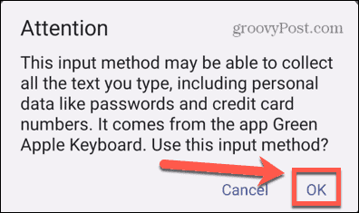 android klavye izinlerini onaylar