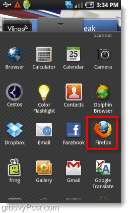 Uygulama çekmecesinden Firefox