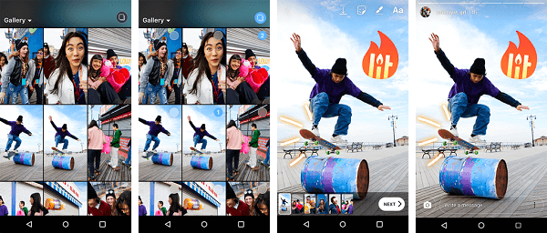 Android kullanıcıları artık Instagram Hikayelerine aynı anda birden fazla fotoğraf ve video yükleme olanağına sahip.