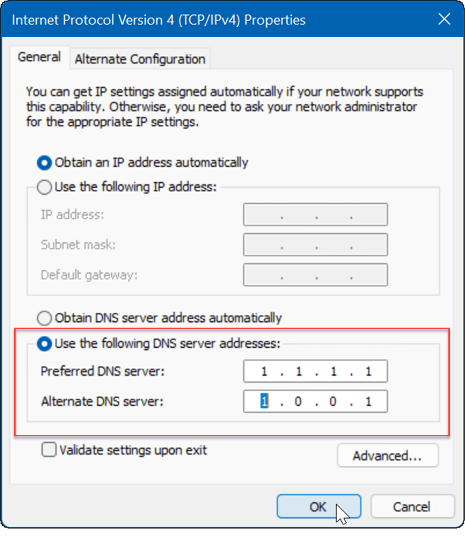 Windows 11'de DNS düzeltme yavaş interneti girin