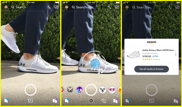 Snapchat, doğrudan Snapchat kamerasından Amazon'da ürün aramanın yeni bir yolunu test ediyor.