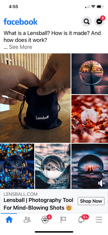 Ürünü küçük siyah bir büzme ipi çantasında gösteren örnek facebook reklam kolajı ve resimlerde kullanılan ürünün 5 örnek çekimi