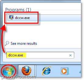 Windows 7'de başlat menüsünden dccw'yi başlat