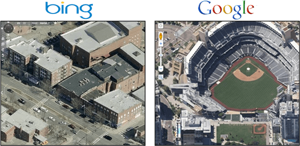 Google Maps Tepegöz 45 Derece Görünümü Vs. Bing Kuş Gözü