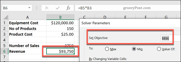 Excel için Çözücü'de Nesne Ayarla hücresi