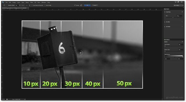 alan bulanıklık seviyeleri 10 20 30 40 50 piksel piksel photoshop bokeh bulanık arka plan fotoğraf efekti nasıl öğretici
