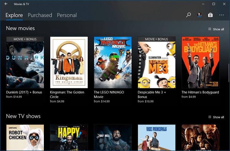 Filmler ve TV Uygulaması Windows 10