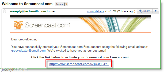 screencast hesabınızı e-posta ile onaylayın