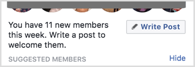 Facebook grubunuza yeni üyelere hoş geldiniz demek için bir gönderi yazın.