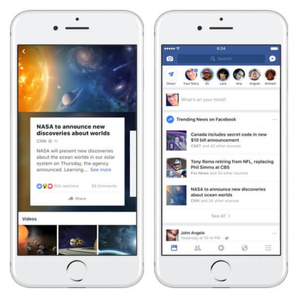 Facebook, iPhone'daki Trendler sonuç sayfasını yeniden tasarladı ve kullanıcıların Haber Akışında trend olan konuların bir listesini bulmasını kolaylaştırmanın yeni bir yolunu test ediyor.