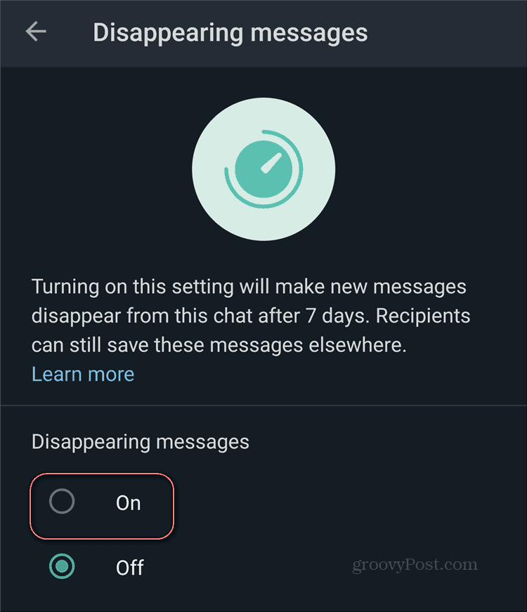 WhatsApp Kaybolan Mesajları Etkinleştir