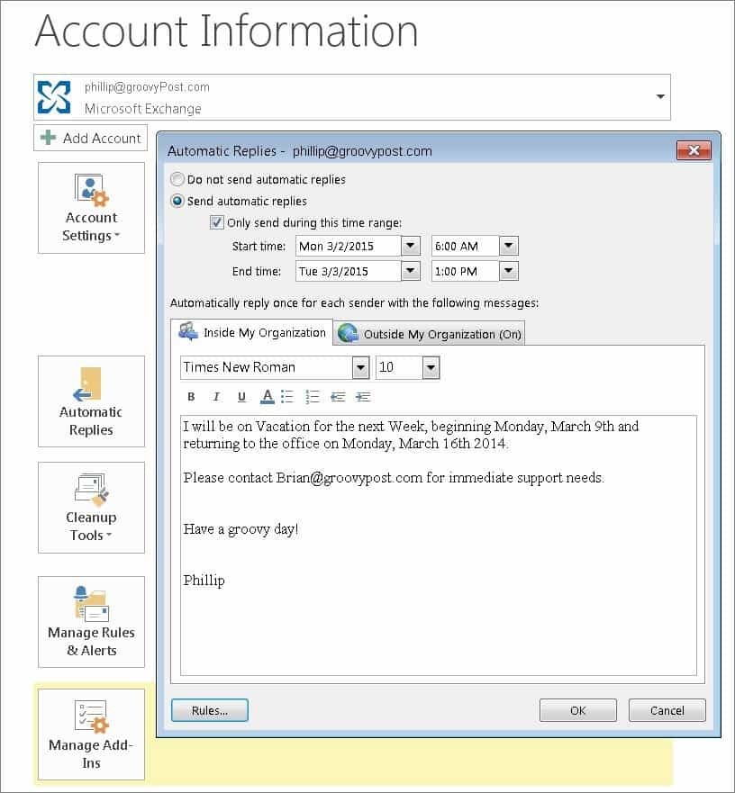 Outlook 2010 ve 2013'te Office Assistant ile Otomatik Yanıtları Etkinleştir