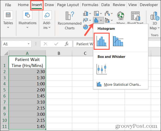 Excel'de Histogram Ekleme