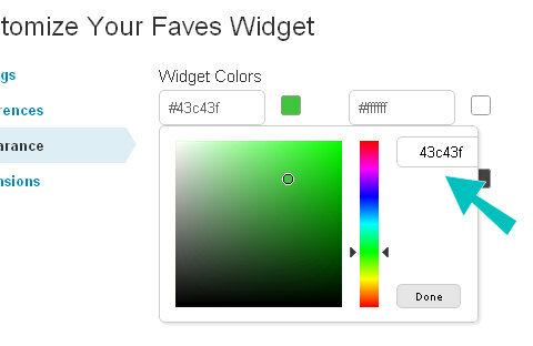 widget görünümü renk seçici