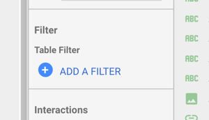 Facebook reklamlarınızı analiz etmek için Google Data Studio'yu kullanın, 17. adım, Filtre ve Tablo filtresinin altına Filtre ekleme seçeneği