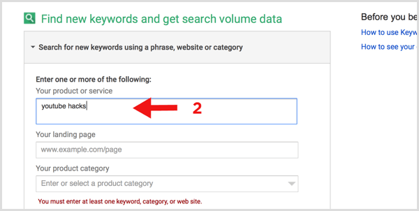 Google Anahtar Kelime Planlayıcı yeni anahtar kelimeler için arama