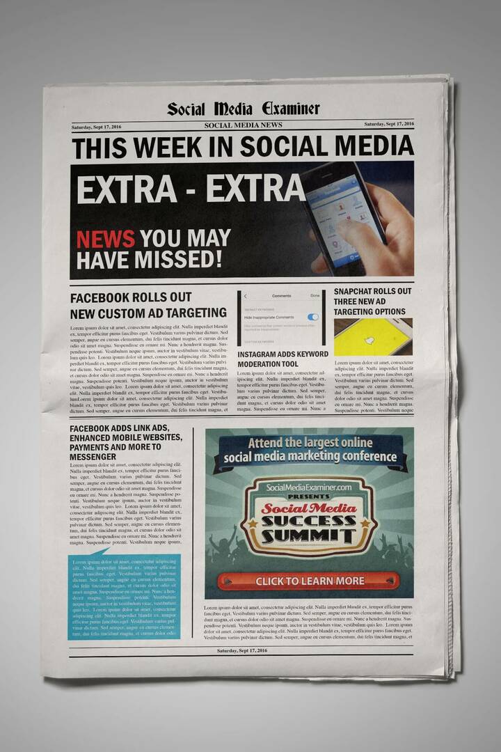 Facebook Özel Kitleleri Artık 17 Eylül 2016 için Canvas Reklam Görüntüleyenleri ve diğer sosyal medya haberlerini hedefliyor.