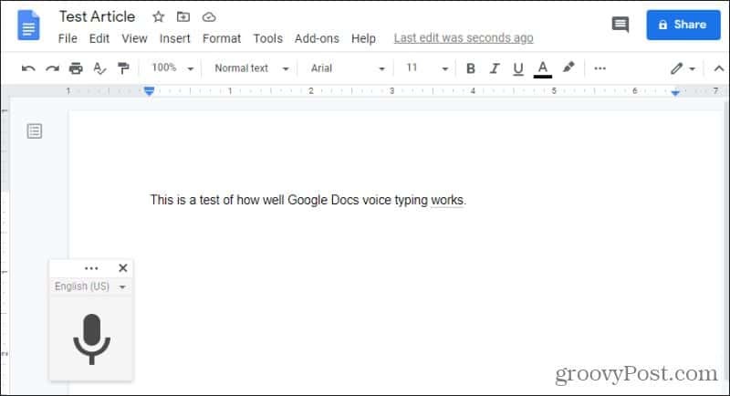google docs sesle yazmayı etkinleştirme